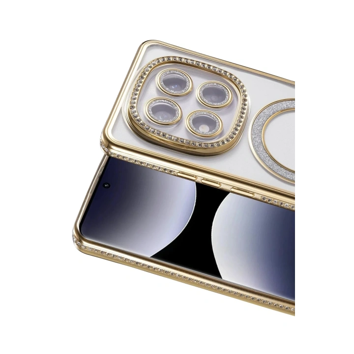 Mey İthalat®   Redmi Note 14 Pro 5G Joke Simli Magneticsafe Kılıf - Gold