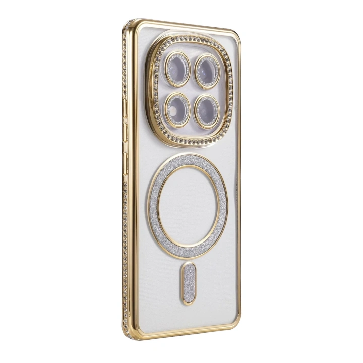 Mey İthalat®   Redmi Note 14 Pro 5G Joke Simli Magneticsafe Kılıf - Gold