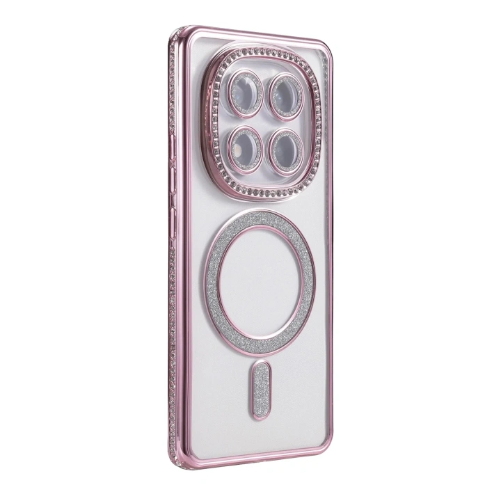 Mey İthalat®   Redmi Note 14 Pro 5G Joke Simli Magneticsafe Kılıf - Pembe