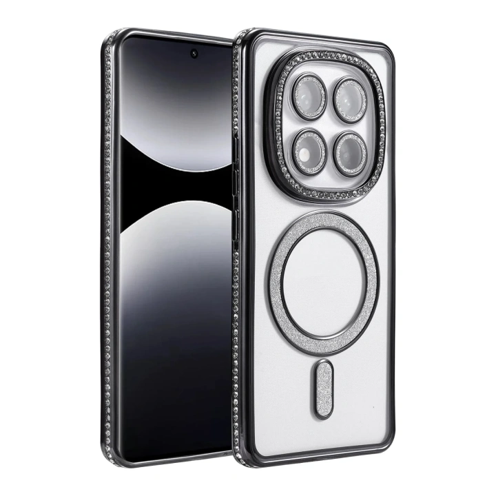 Mey İthalat®   Redmi Note 14 Pro 5G Joke Simli Magneticsafe Kılıf - Siyah