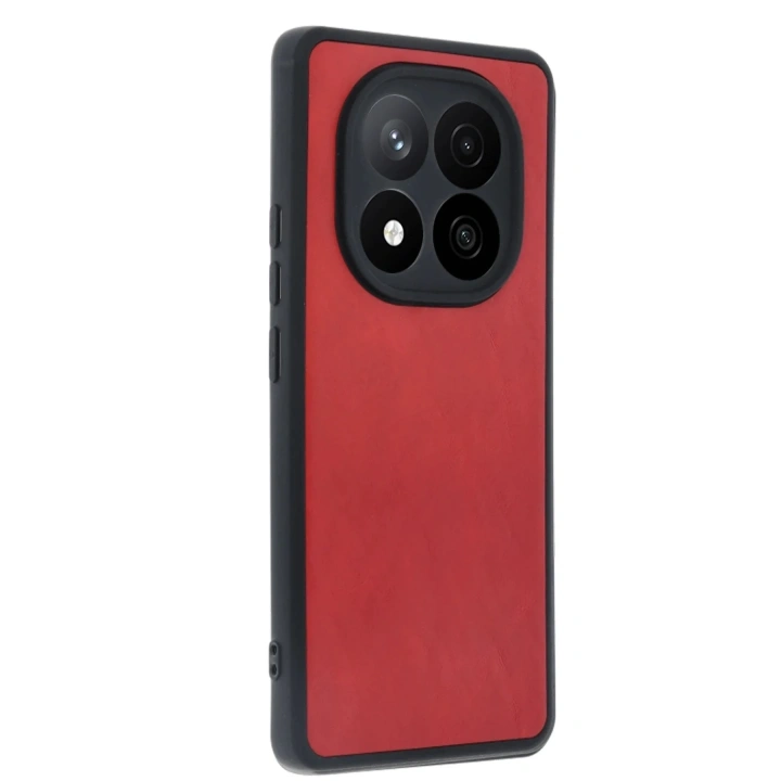 Mey İthalat®   Redmi Note 14 Pro 5G Kılıf Aras Deri Kapak - Kırmızı