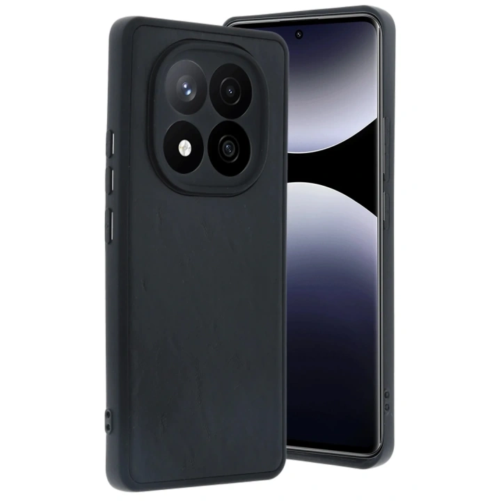 Mey İthalat®   Redmi Note 14 Pro 5G Kılıf Aras Deri Kapak - Siyah