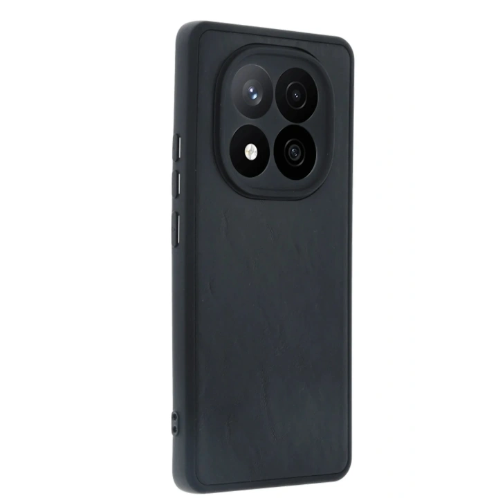 Mey İthalat®   Redmi Note 14 Pro 5G Kılıf Aras Deri Kapak - Siyah