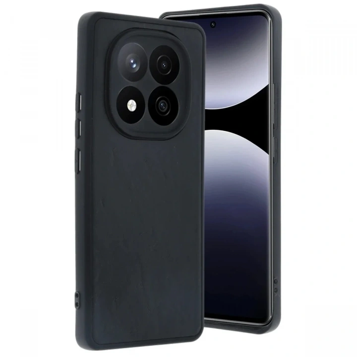 Mey İthalat®   Redmi Note 14 Pro 5G Kılıf Aras Deri Kapak - Siyah