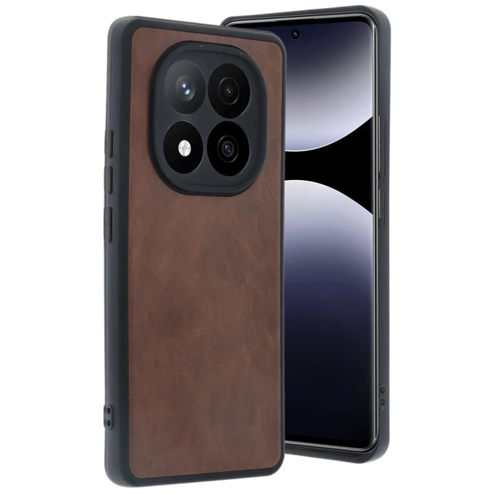 Mey İthalat®   Redmi Note 14 Pro 5G Kılıf Aras Deri Kapak - Taba