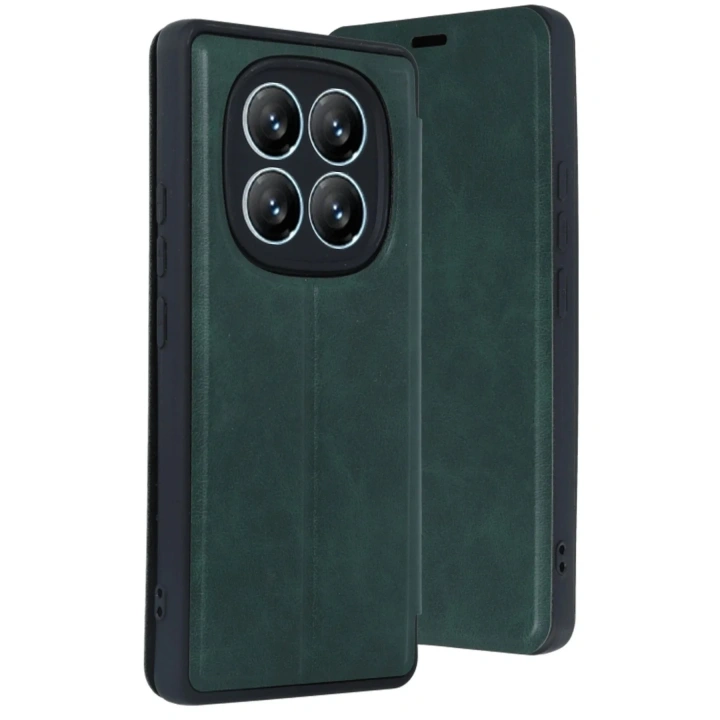 Mey İthalat®   Redmi Note 14 Pro 5G Kılıf Flip Cover - Koyu Yeşil