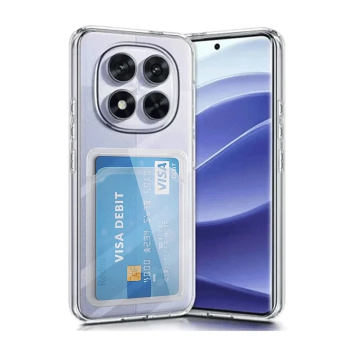 Mey İthalat®   Redmi Note 14 Pro 5G Kılıf Kart Şeffaf Silikon - Şeffaf