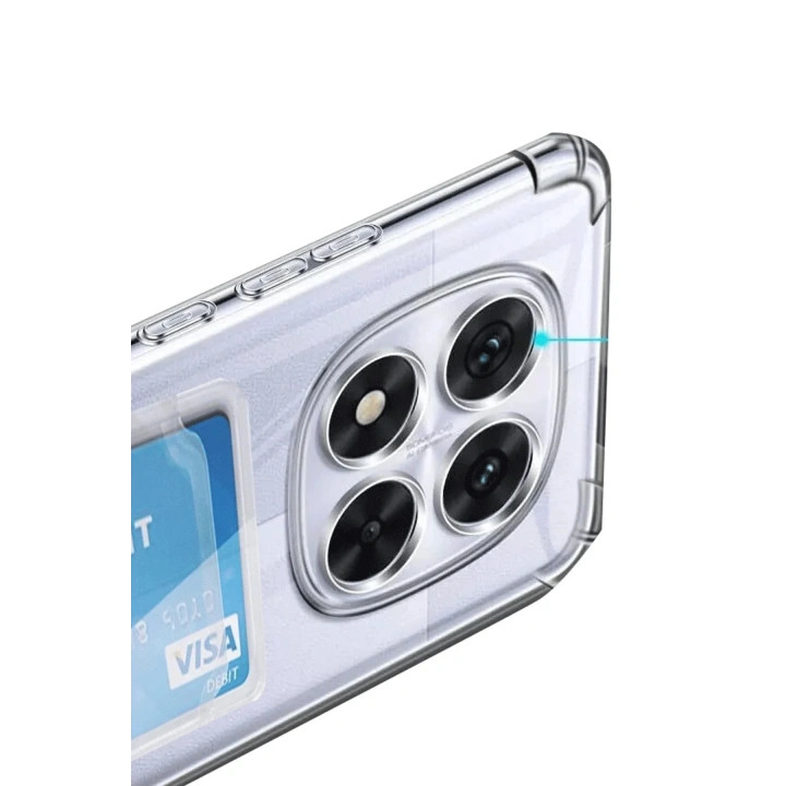 Mey İthalat®   Redmi Note 14 Pro 5G Kılıf Kart Şeffaf Silikon - Şeffaf