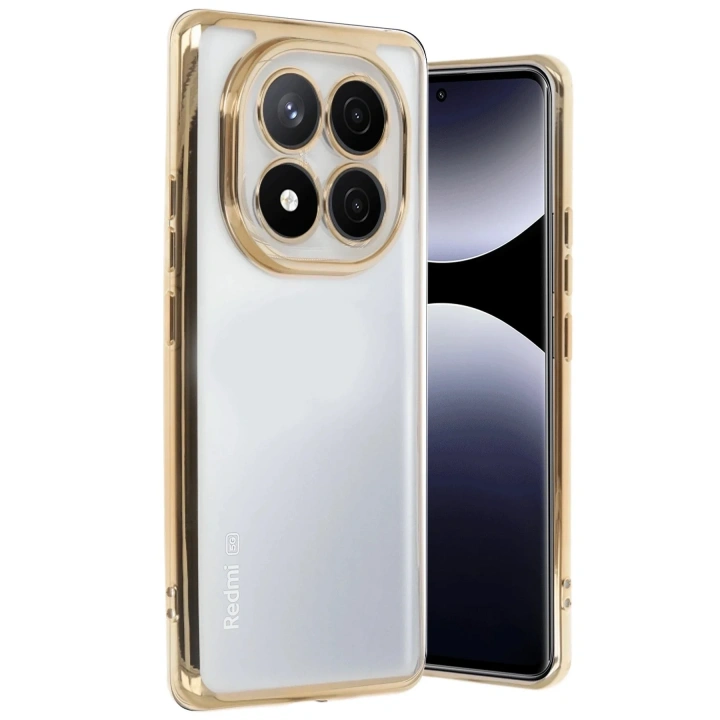 Mey İthalat®   Redmi Note 14 Pro 5G Kılıf  Lensli Silikon - Gold