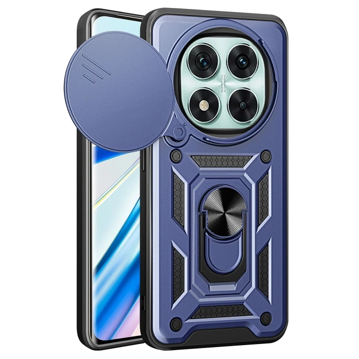 Mey İthalat®   Redmi Note 14 Pro 5G Kılıf Pars Lens Yüzüklü Silikon - Lacivert