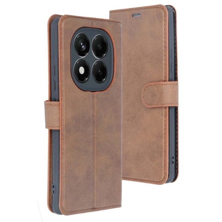 Mey İthalat®   Redmi Note 14 Pro 5G Kılıf Trend S Plus Kapaklı Kılıf - Taba