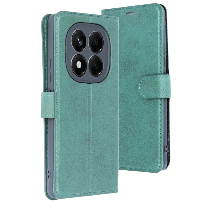 Mey İthalat®   Redmi Note 14 Pro 5G Kılıf Trend S Plus Kapaklı Kılıf - Yeşil
