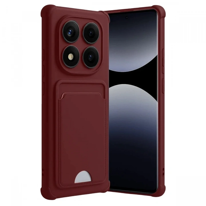 Mey İthalat®   Redmi Note 14 Pro Plus Kelvin Kartvizitli Silikon - Bordo