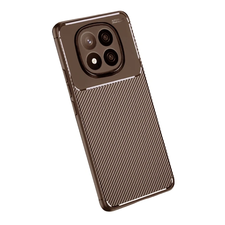 Mey İthalat®   Redmi Note 14 Pro Plus Kılıf Auto Focus Karbon Kapak - Kahverengi