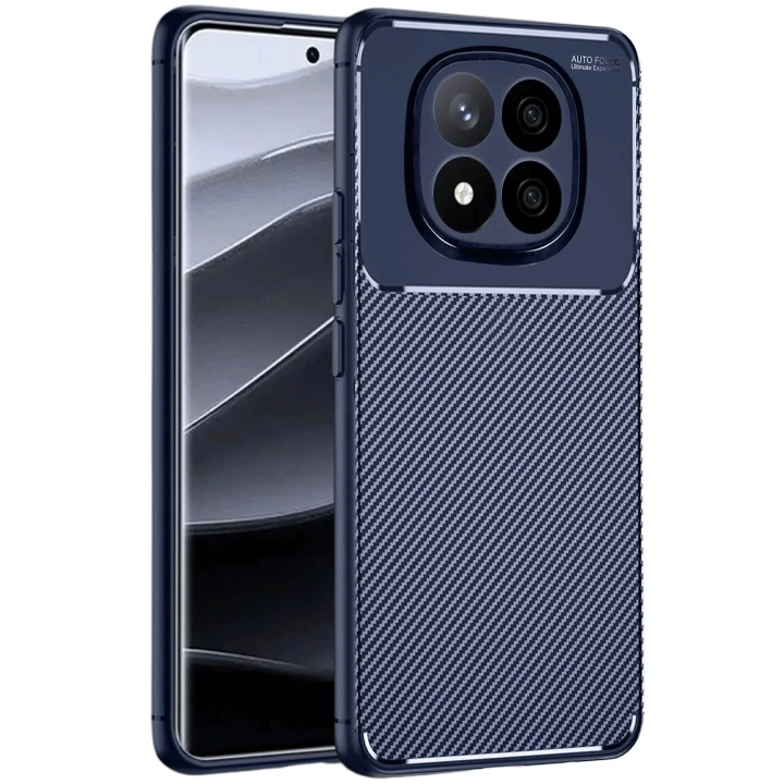 Mey İthalat®   Redmi Note 14 Pro Plus Kılıf Auto Focus Karbon Kapak - Lacivert