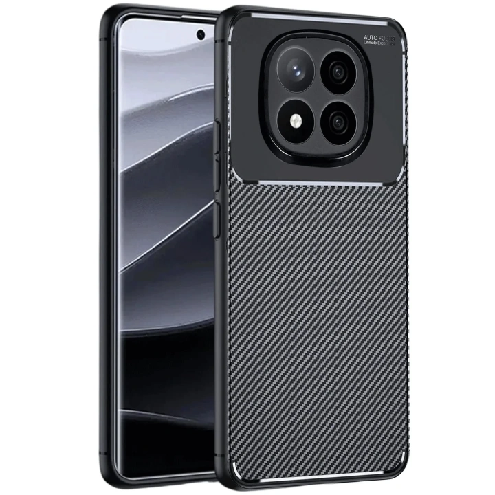 Mey İthalat®   Redmi Note 14 Pro Plus Kılıf Auto Focus Karbon Kapak - Siyah