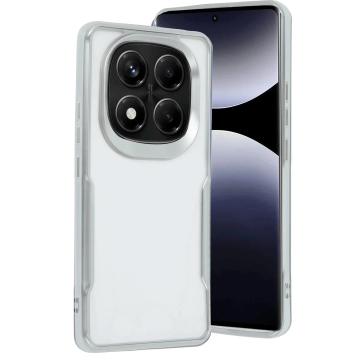 Mey İthalat®   Redmi Note 14 Pro Plus Kılıf Boyi Silikon Kapak - Gümüş
