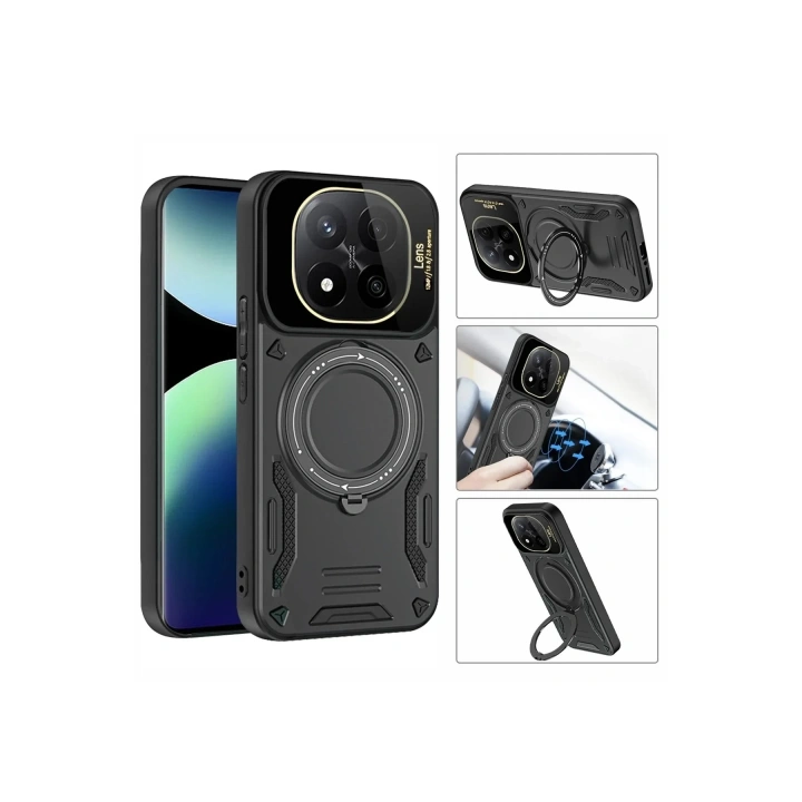 Mey İthalat®   Redmi Note 14 Pro Plus Kılıf Joy Lens Standlı Kapak - Mor
