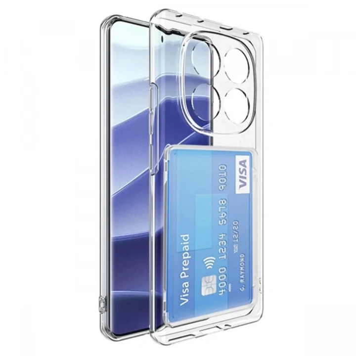 Mey İthalat®   Redmi Note 14 Pro Plus Kılıf Kart Şeffaf Silikon - Şeffaf