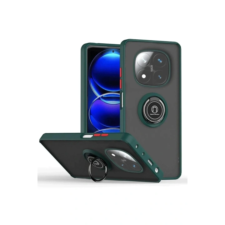 Mey İthalat®   Redmi Note 14 Pro Plus Kılıf Montreal Yüzüklü Silikon Kapak - Yeşil