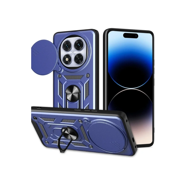 Mey İthalat®   Redmi Note 14 Pro Plus Kılıf Pars Lens Yüzüklü Silikon - Lacivert