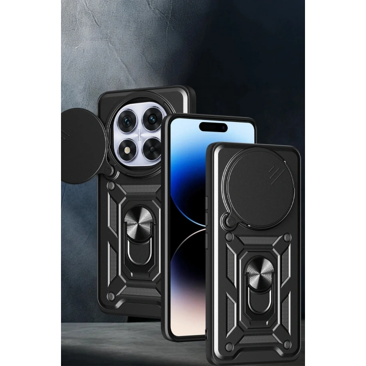 Mey İthalat®   Redmi Note 14 Pro Plus Kılıf Pars Lens Yüzüklü Silikon - Lacivert
