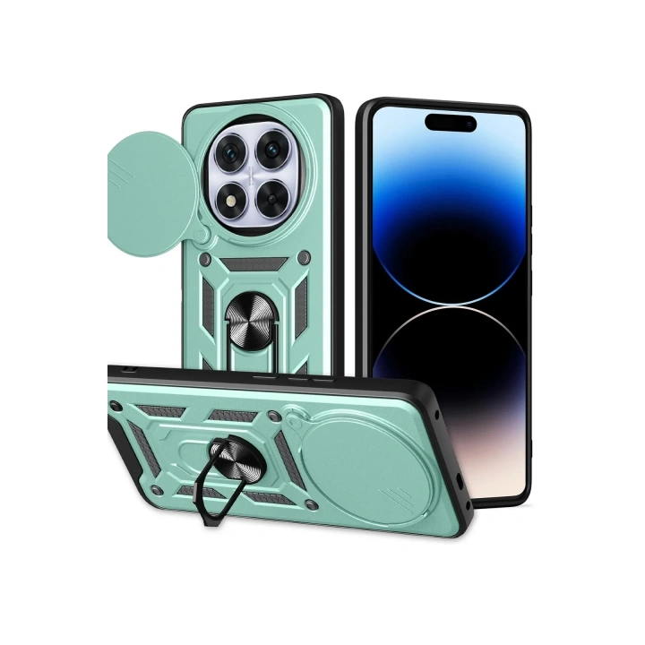 Mey İthalat®   Redmi Note 14 Pro Plus Kılıf Pars Lens Yüzüklü Silikon - Yeşil