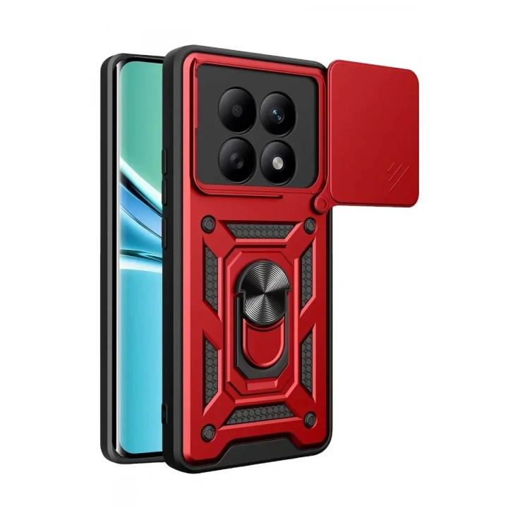 Mey İthalat®   Redmi Note 15 4G Pars Lens Yüzüklü Silikon - Kırmızı