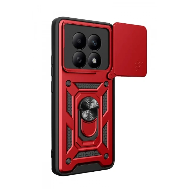 Mey İthalat®   Redmi Note 15 4G Pars Lens Yüzüklü Silikon - Kırmızı