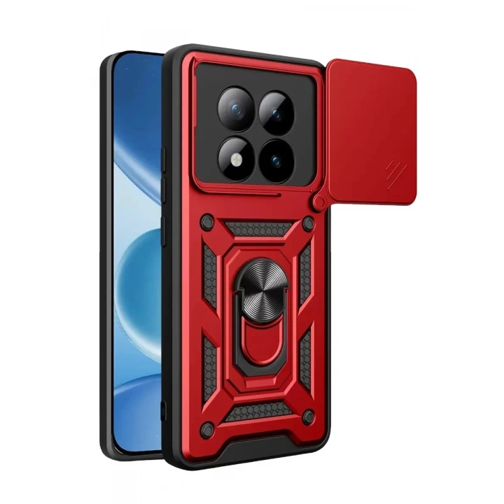 Mey İthalat®   Redmi Note 15 Pro 5G Pars Lens Yüzüklü Silikon - Kırmızı