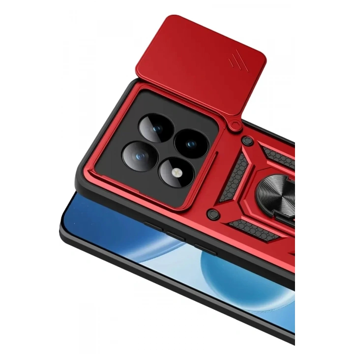 Mey İthalat®   Redmi Note 15 Pro 5G Pars Lens Yüzüklü Silikon - Kırmızı