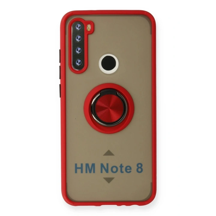 Mey İthalat®   Redmi Note 8 Kılıf Montreal Yüzüklü Silikon Kapak - Kırmızı
