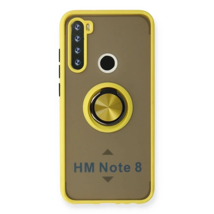 Mey İthalat®   Redmi Note 8 Kılıf Montreal Yüzüklü Silikon Kapak - Sarı