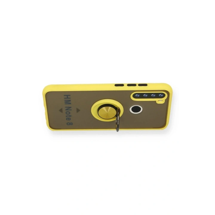 Mey İthalat®   Redmi Note 8 Kılıf Montreal Yüzüklü Silikon Kapak - Sarı