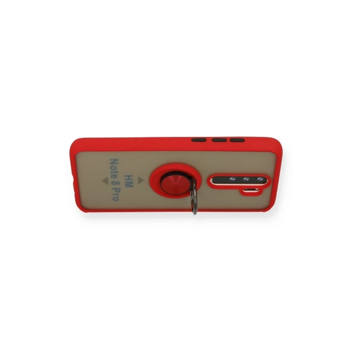 Mey İthalat®   Redmi Note 8 Pro Kılıf Montreal Yüzüklü Silikon Kapak - Kırmızı