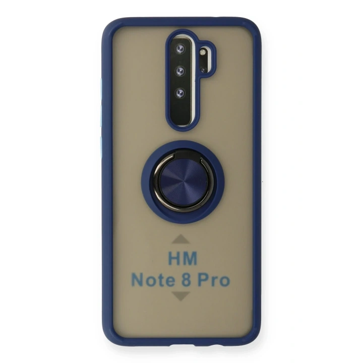 Mey İthalat®   Redmi Note 8 Pro Kılıf Montreal Yüzüklü Silikon Kapak - Lacivert
