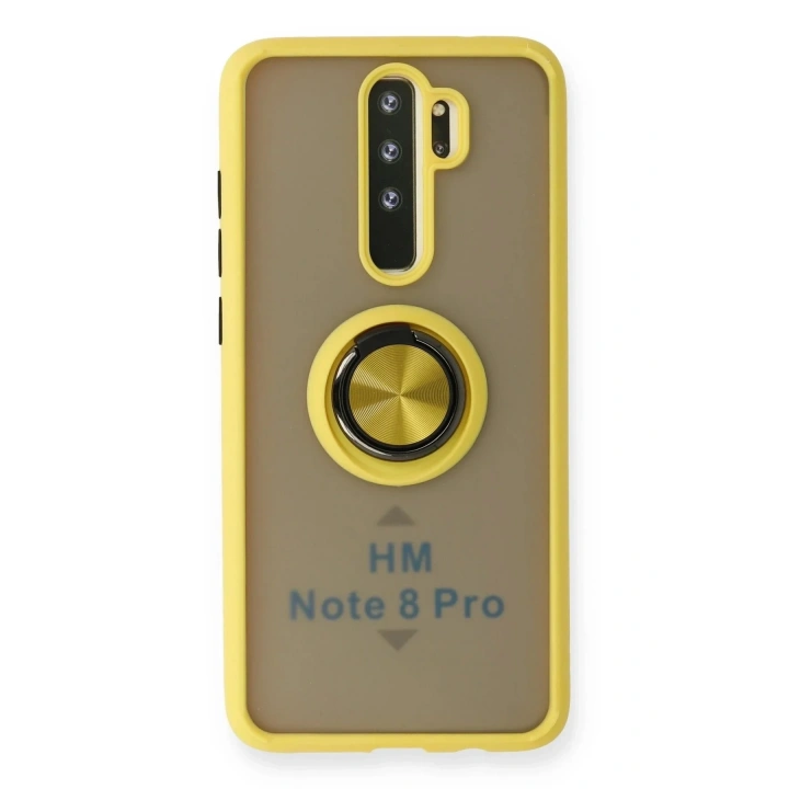 Mey İthalat®   Redmi Note 8 Pro Kılıf Montreal Yüzüklü Silikon Kapak - Sarı