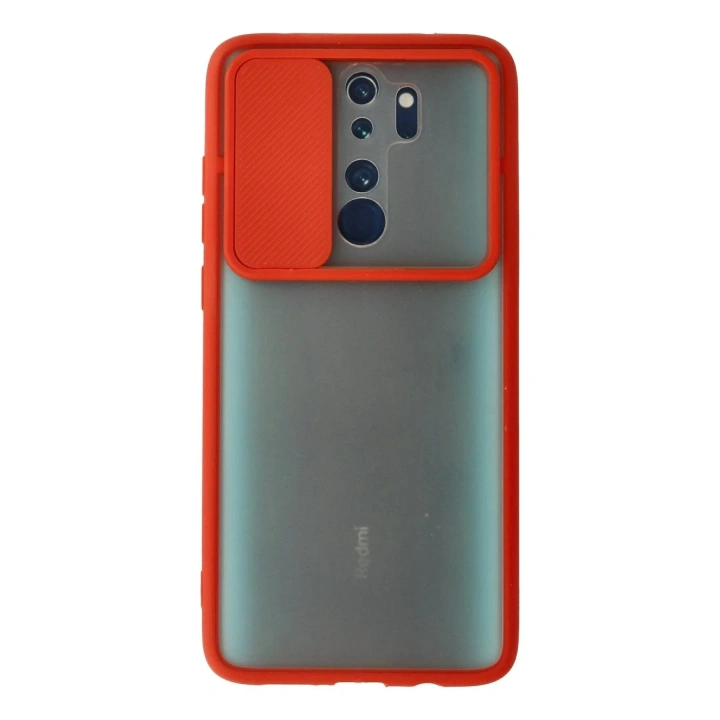 Mey İthalat®   Redmi Note 8 Pro Kılıf Palm Buzlu Kamera Sürgülü Silikon - Kırmızı