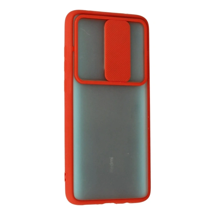 Mey İthalat®   Redmi Note 8 Pro Kılıf Palm Buzlu Kamera Sürgülü Silikon - Kırmızı