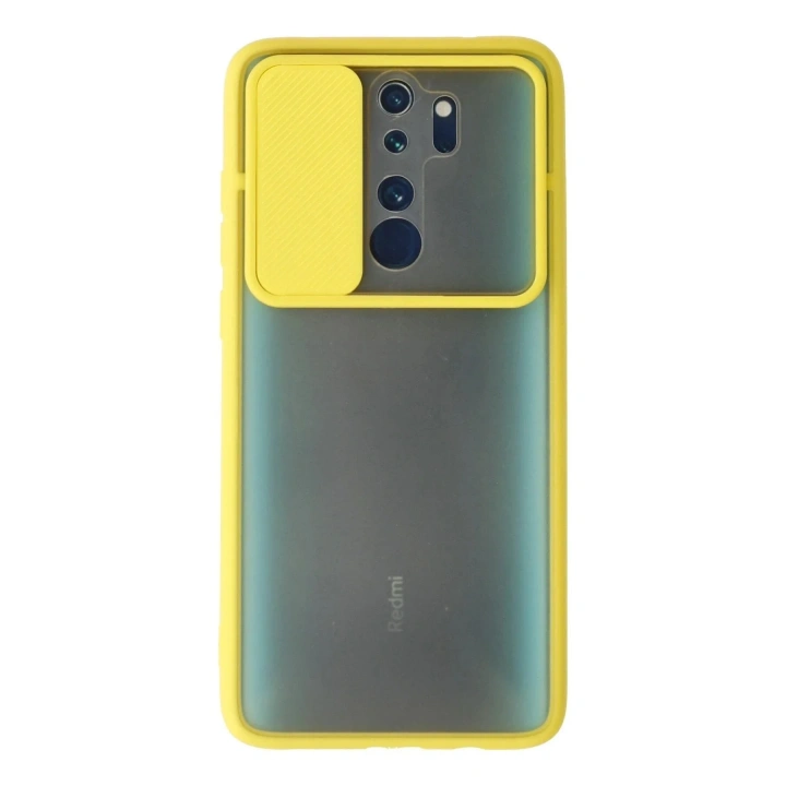 Mey İthalat®   Redmi Note 8 Pro Kılıf Palm Buzlu Kamera Sürgülü Silikon - Sarı