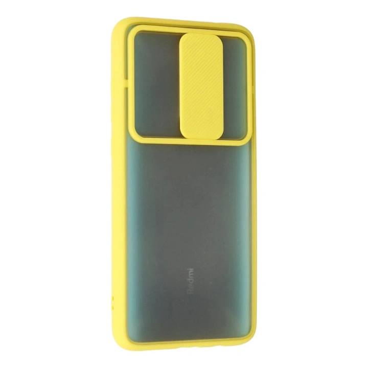 Mey İthalat®   Redmi Note 8 Pro Kılıf Palm Buzlu Kamera Sürgülü Silikon - Sarı