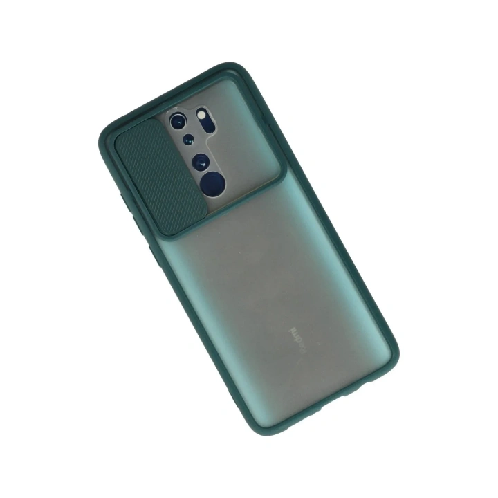 Mey İthalat®   Redmi Note 8 Pro Kılıf Palm Buzlu Kamera Sürgülü Silikon - Yeşil
