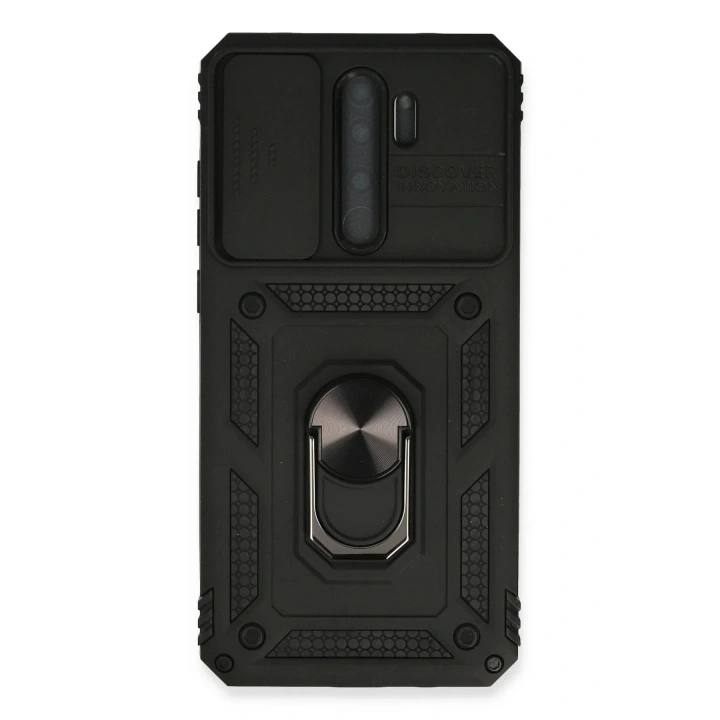 Mey İthalat®   Redmi Note 8 Pro Kılıf Pars Lens Yüzüklü Silikon - Siyah