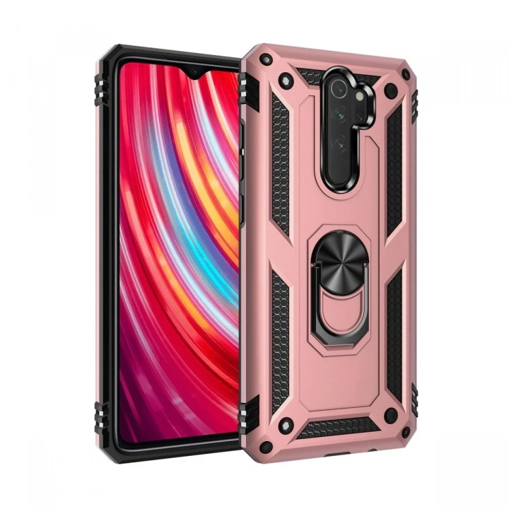Mey İthalat®   Redmi Note 8 Pro Kılıf Sofya Yüzüklü Silikon Kapak - Rose