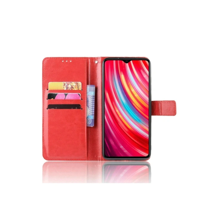 Mey İthalat®   Redmi Note 8 Pro Kılıf Trend S Plus Kapaklı Kılıf - Kırmızı