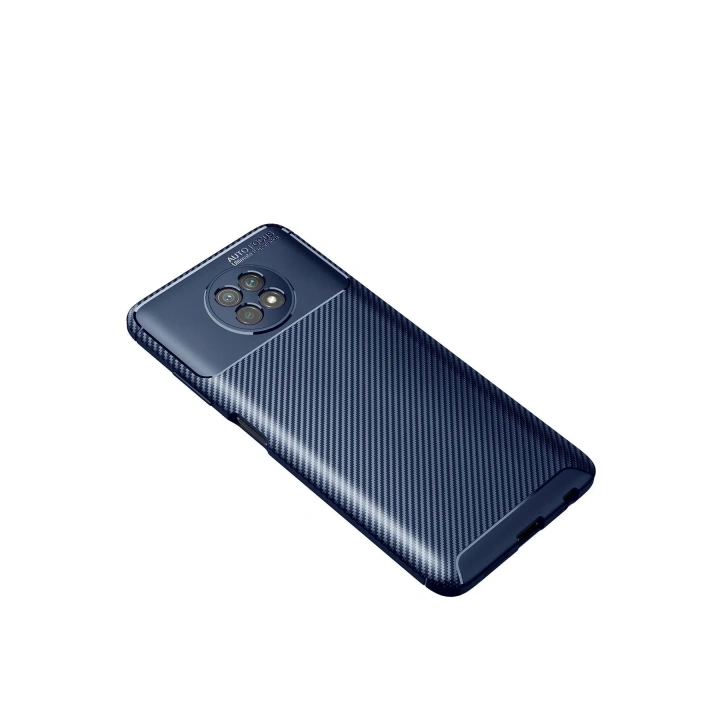 Mey İthalat®   Redmi Note 9 5G Kılıf Auto Focus Karbon Kapak - Lacivert