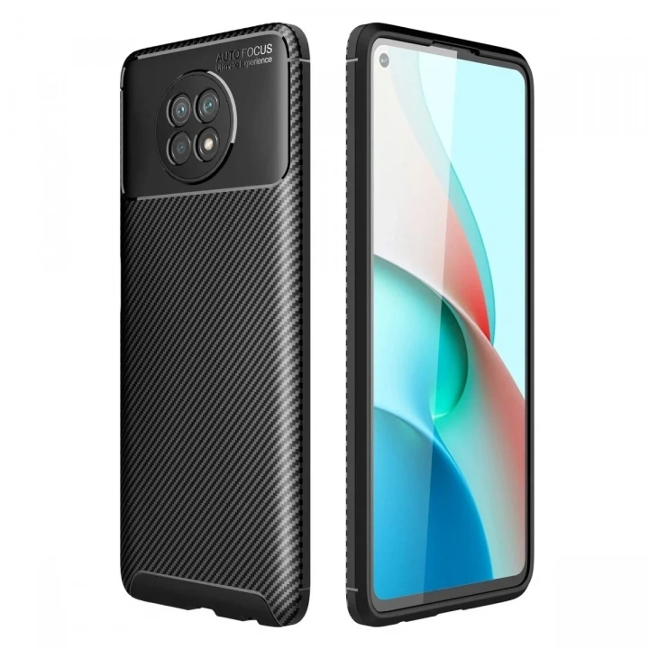 Mey İthalat®   Redmi Note 9 5G Kılıf Auto Focus Karbon Kapak - Siyah