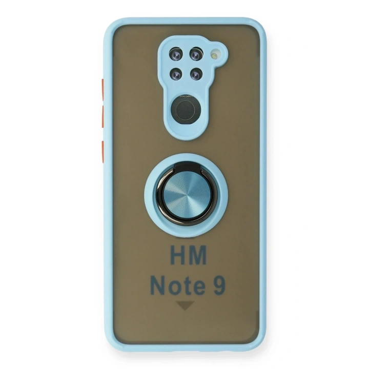 Mey İthalat®   Redmi Note 9 Kılıf Montreal Yüzüklü Silikon Kapak - Buz Mavi
