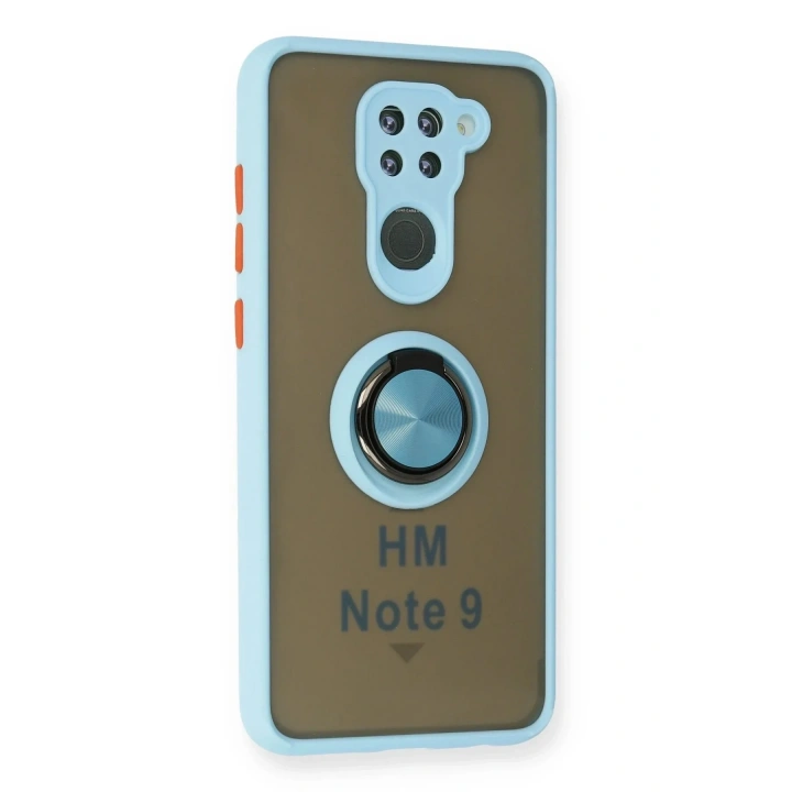 Mey İthalat®   Redmi Note 9 Kılıf Montreal Yüzüklü Silikon Kapak - Buz Mavi