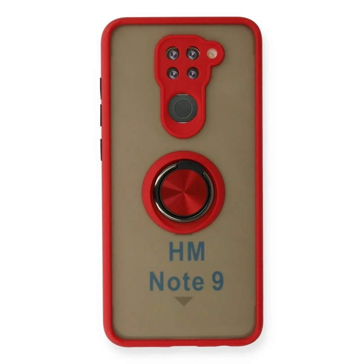 Mey İthalat®   Redmi Note 9 Kılıf Montreal Yüzüklü Silikon Kapak - Kırmızı